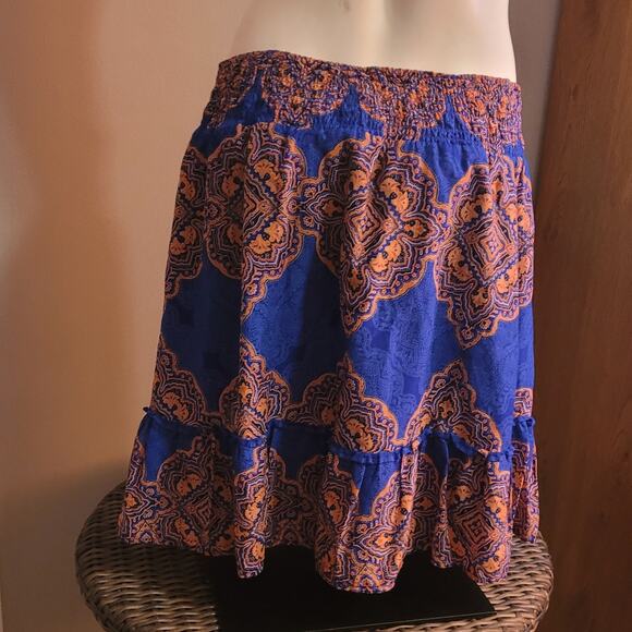 Old Navy Womens Large Blue Orange Graphic Print Cotton Skirt Boho Indie Sz Large - Picture 3 of 9